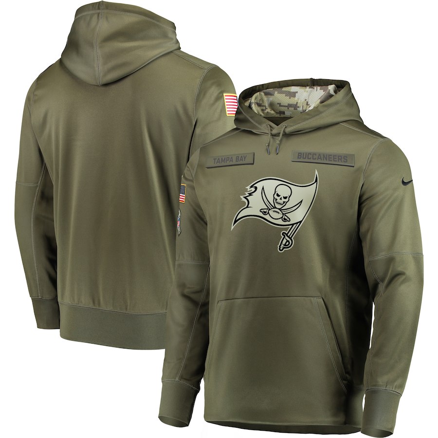 Men Tampa Bay Buccaneers Nike Olive Salute To Service KO Performance Hoodie Green